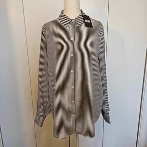 NWT DKNY B/W Striped Button-Down - Size Large
